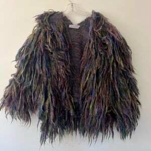 Vintage 80's PMH for Timothy's Fiber Arts Wool Shaggy Shawl Coat Unique Size Med